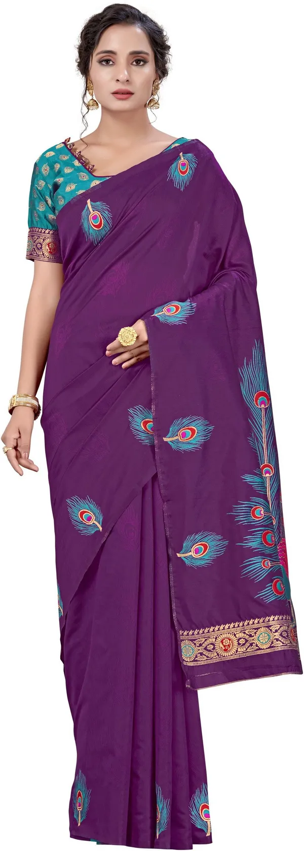 Purple_Georgette_Jacquard_Embroidered_Bollywood_Saree_For_Women_|_With_Blouse_Piece
