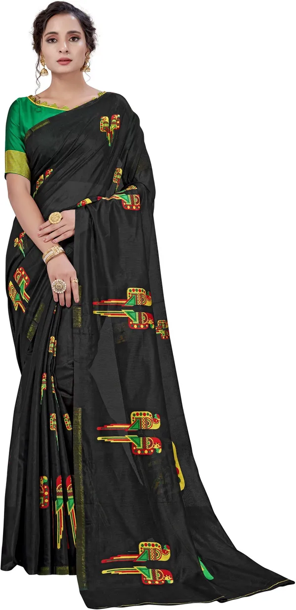 Black_Jacquard_Silk_Blend_Woven_Embellished_Saree_For_Women_|_With_Blouse_Piece