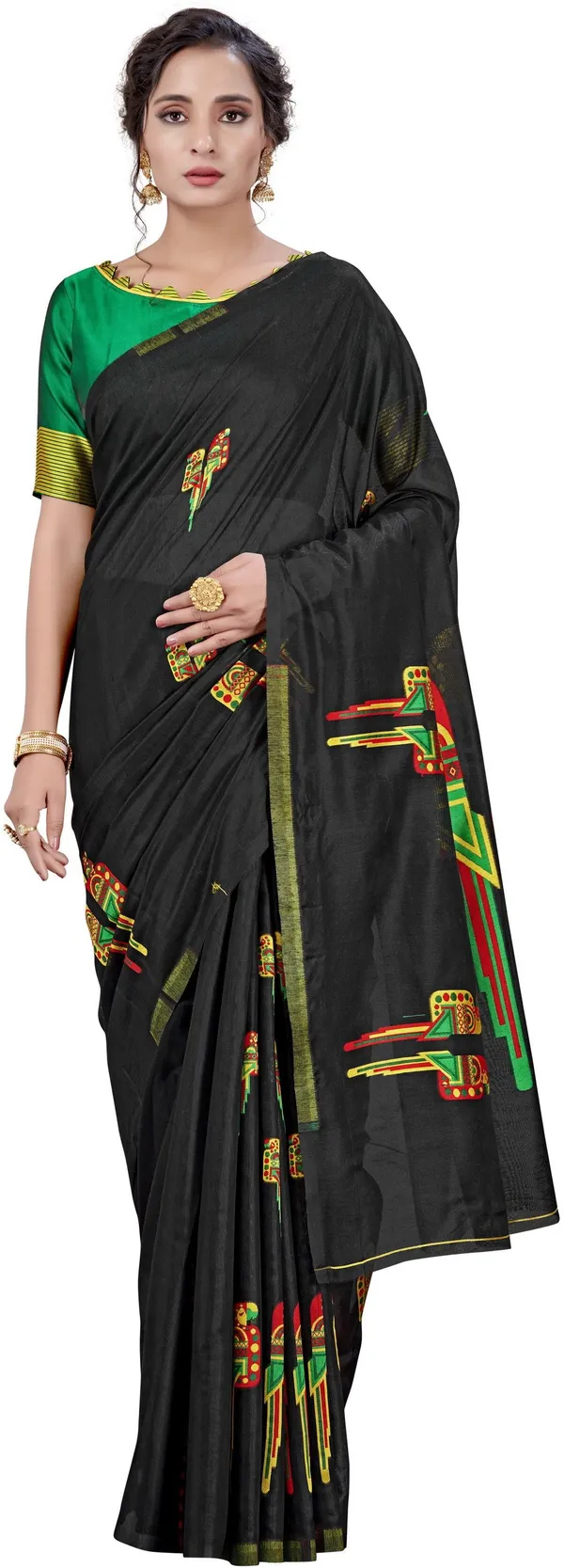 Black_Jacquard_Silk_Blend_Woven_Embellished_Saree_For_Women_|_With_Blouse_Piece