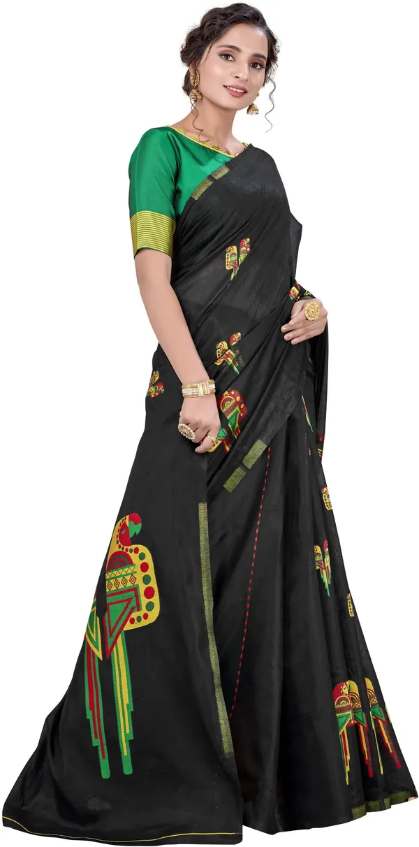 Black_Jacquard_Silk_Blend_Woven_Embellished_Saree_For_Women_|_With_Blouse_Piece
