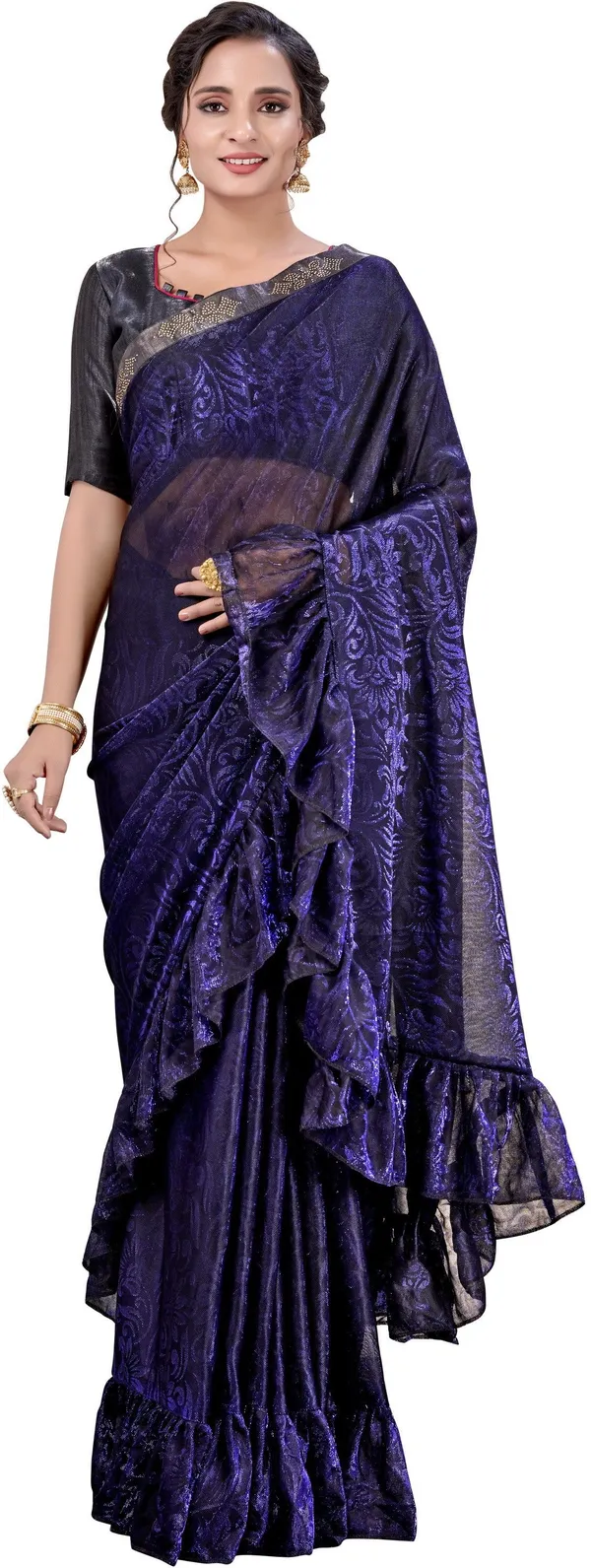 Blue_Black_Georgette_Woven_Embellished_Saree_For_Women_|_With_Blouse_Piece