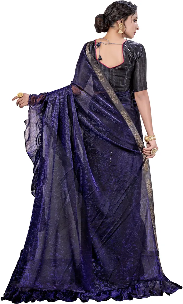 Blue_Black_Georgette_Woven_Embellished_Saree_For_Women_|_With_Blouse_Piece