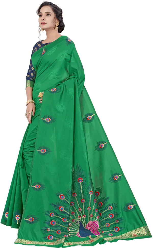 Green_Georgette_Embroidered_Bollywood_Jacquard_Saree_For_Women_|_With_Blouse_Piece