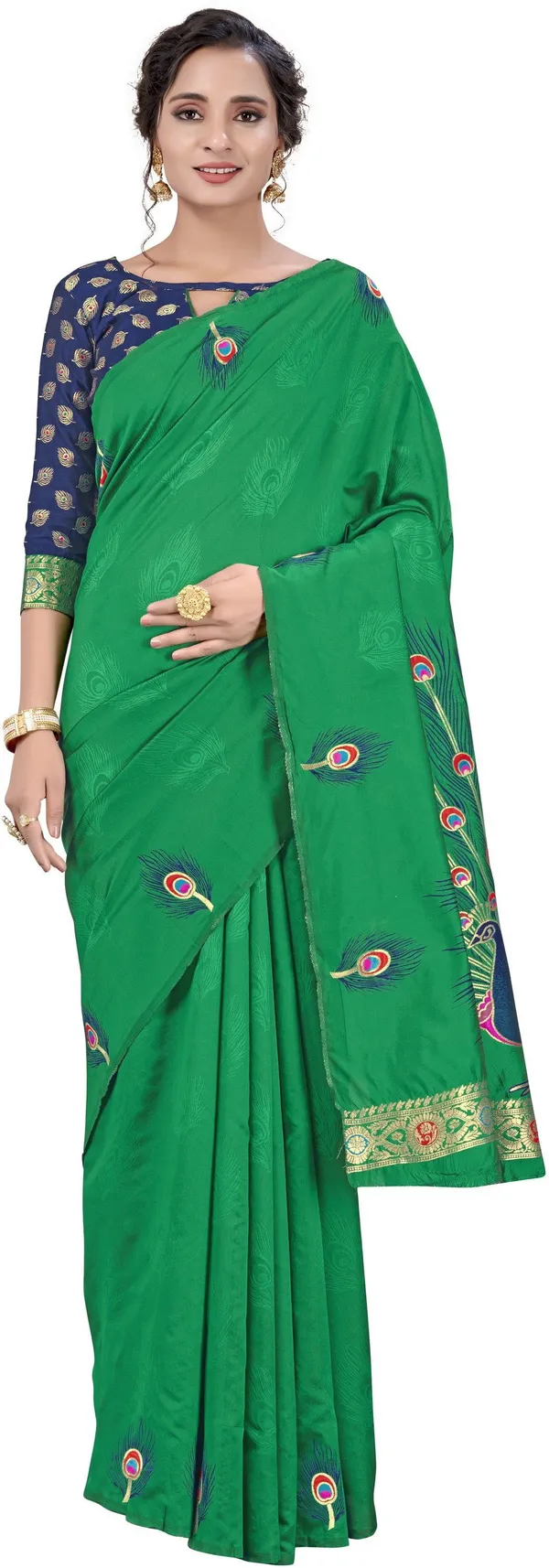 Green_Georgette_Embroidered_Bollywood_Jacquard_Saree_For_Women_|_With_Blouse_Piece