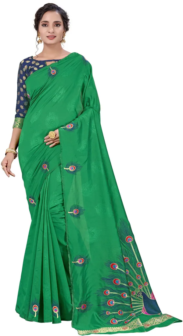 Green_Georgette_Embroidered_Bollywood_Jacquard_Saree_For_Women_|_With_Blouse_Piece