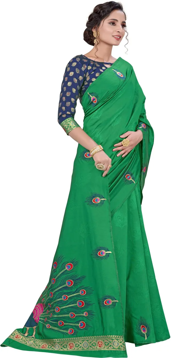 Green_Georgette_Embroidered_Bollywood_Jacquard_Saree_For_Women_|_With_Blouse_Piece
