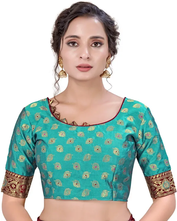 Maroon_Georgette_Jacquard_Woven_Embellished_Saree_For_Women_|_With_Blouse_Piece