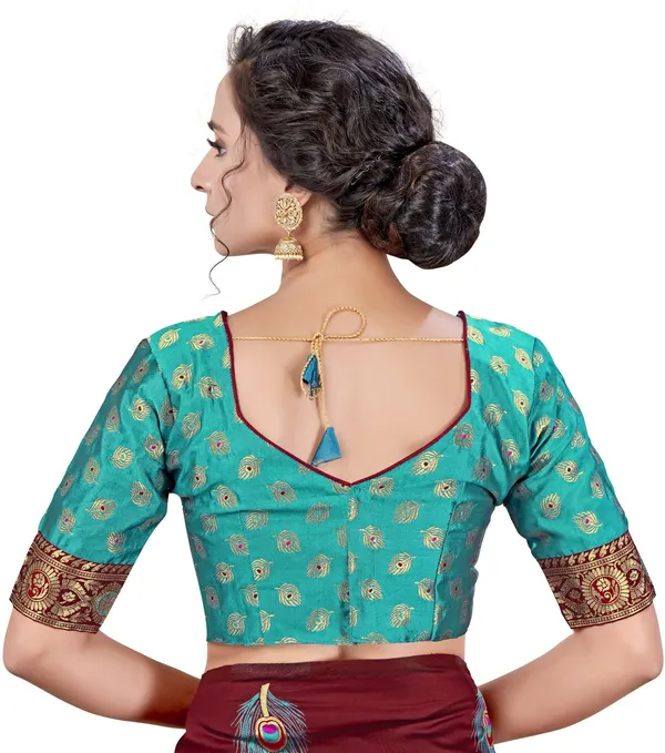 Maroon_Georgette_Jacquard_Woven_Embellished_Saree_For_Women_|_With_Blouse_Piece