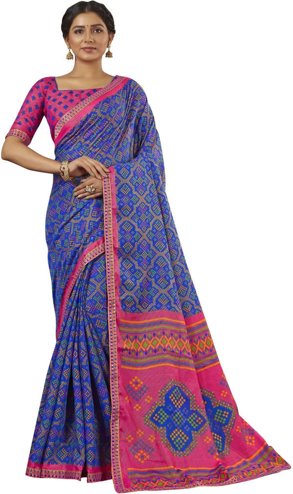 Blue_Brasso_Bandhani_Printed_Saree_For_Women_|_With_Blouse_Piece