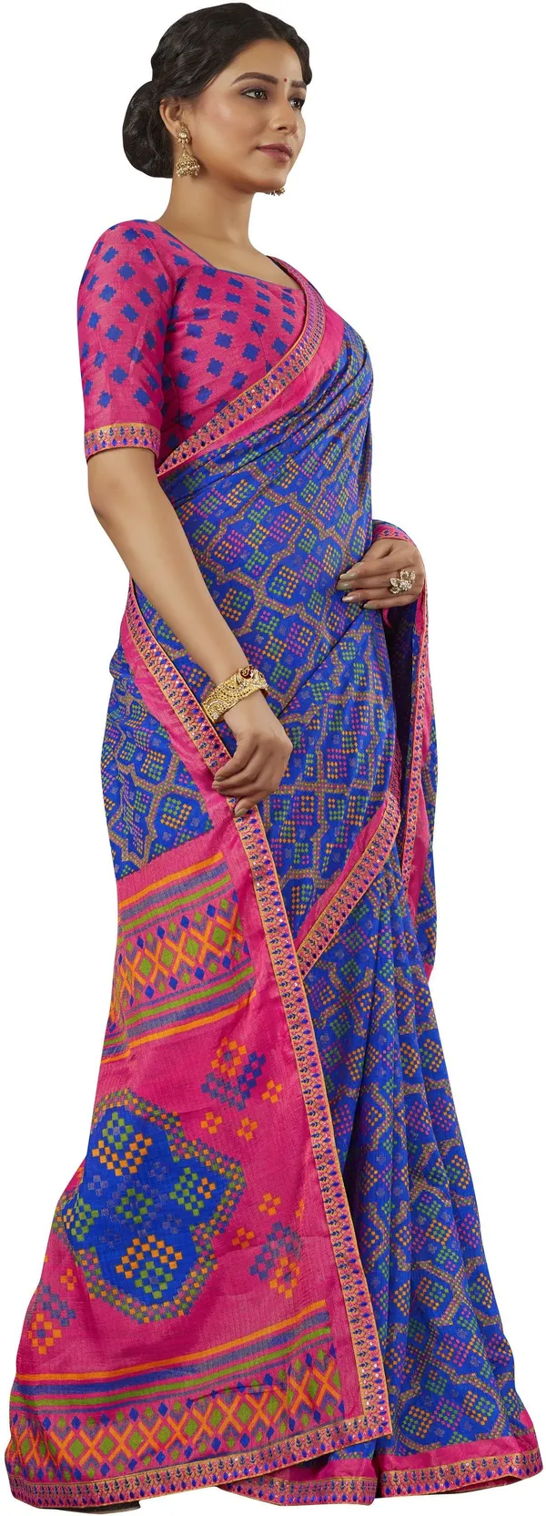 Blue_Brasso_Bandhani_Printed_Saree_For_Women_|_With_Blouse_Piece