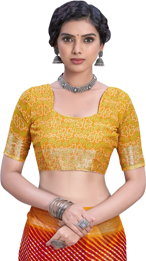 Sariya_Orange_Georgette_Leheria_Printed_Saree_For_Women_|_With_Blouse_Piece