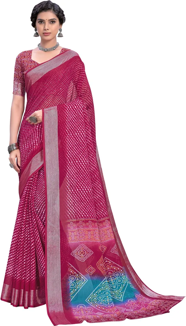 Pink_Georgette_Printed_Leheria_Bandhani_Saree_For_Women_|_With_Blouse_Piece