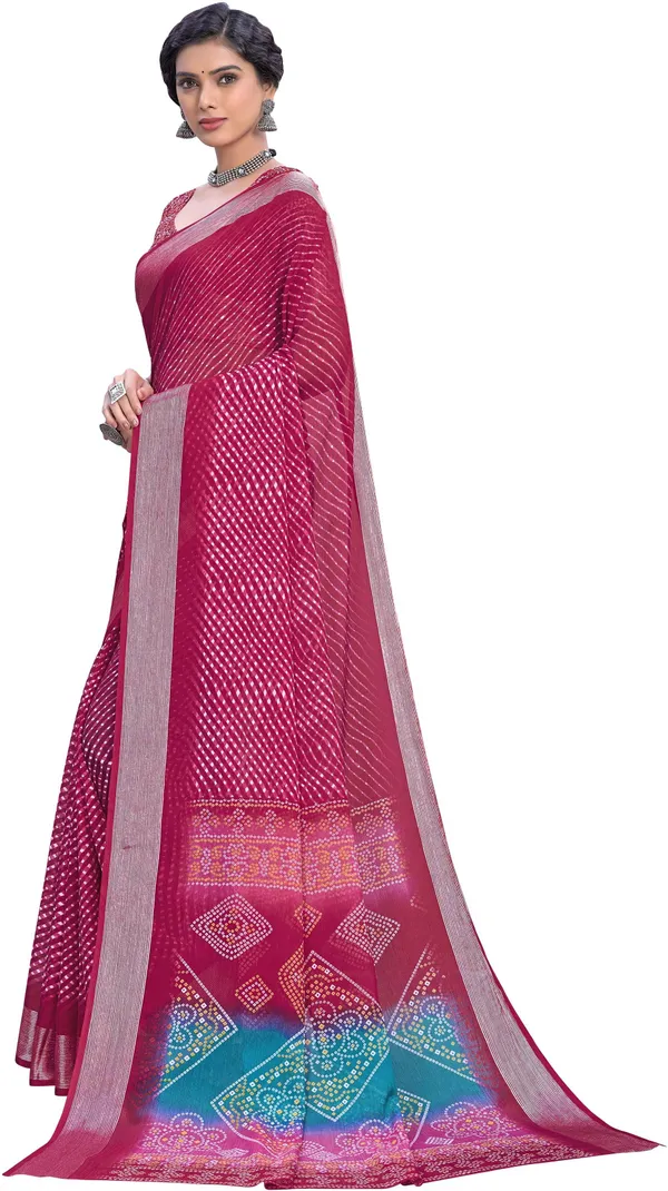 Pink_Georgette_Printed_Leheria_Bandhani_Saree_For_Women_|_With_Blouse_Piece