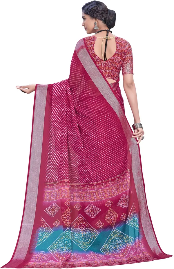 Pink_Georgette_Printed_Leheria_Bandhani_Saree_For_Women_|_With_Blouse_Piece
