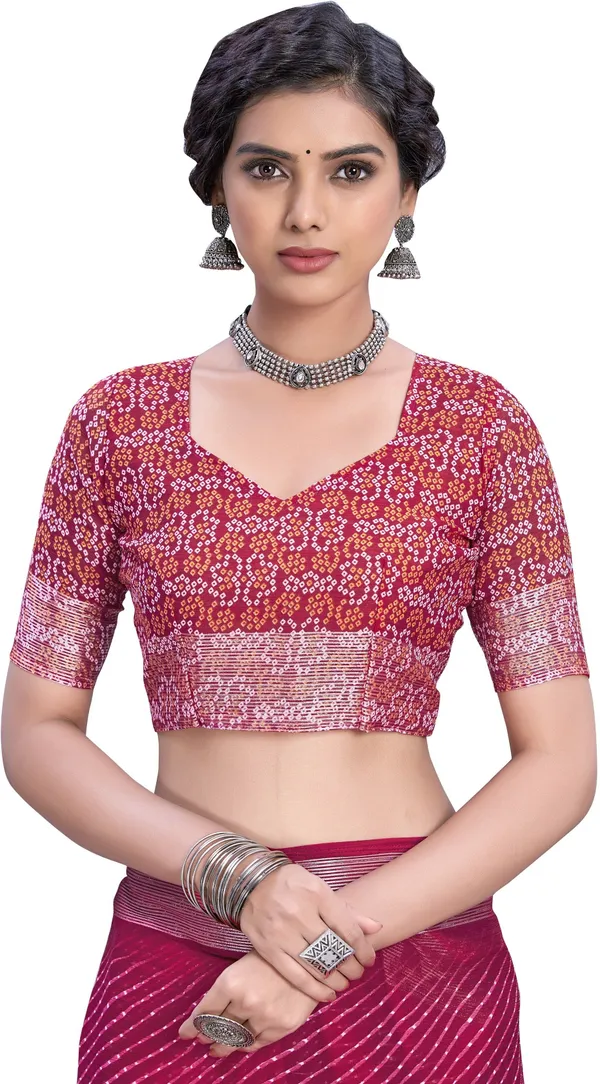 Pink_Georgette_Printed_Leheria_Bandhani_Saree_For_Women_|_With_Blouse_Piece