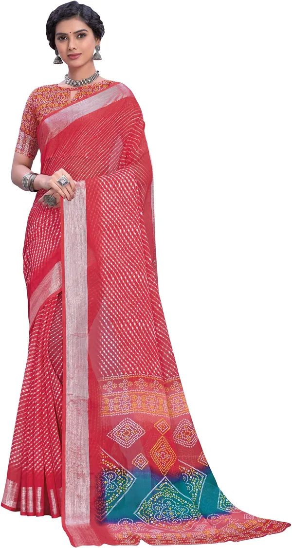 Pink_Georgette_Printed_Leheria_Saree_For_Women_|_With_Blouse_Piece
