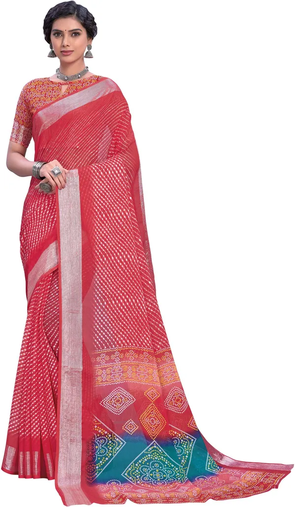 Pink_Georgette_Printed_Leheria_Saree_For_Women_|_With_Blouse_Piece