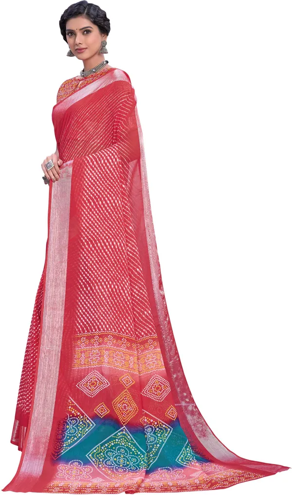 Pink_Georgette_Printed_Leheria_Saree_For_Women_|_With_Blouse_Piece