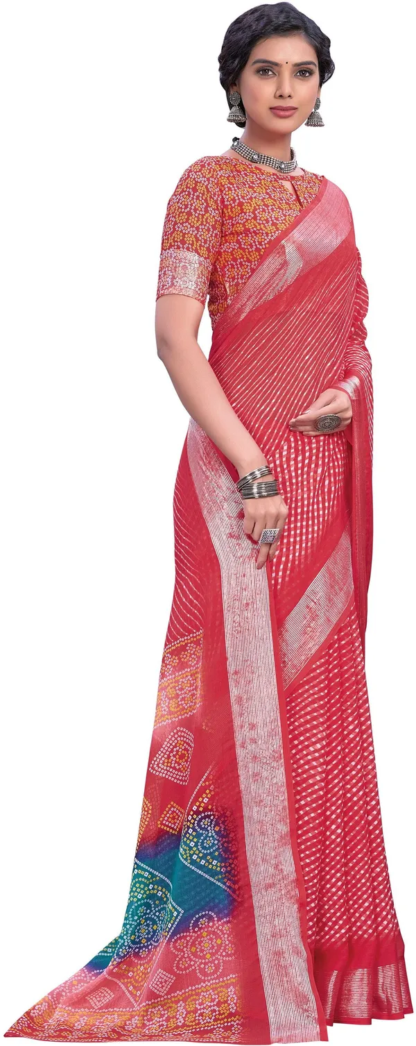 Pink_Georgette_Printed_Leheria_Saree_For_Women_|_With_Blouse_Piece
