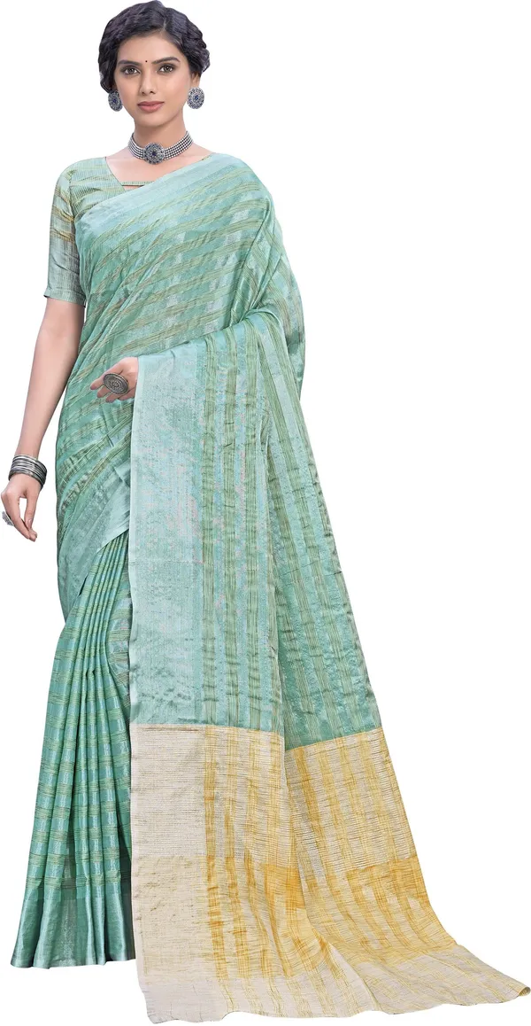 Light_Blue_Georgette_Woven_Stripe_Zari_Saree_For_Women_|_With_Blouse_Piece