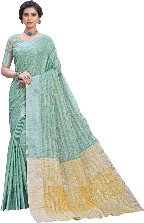 Light_Blue_Georgette_Woven_Stripe_Zari_Saree_For_Women_|_With_Blouse_Piece