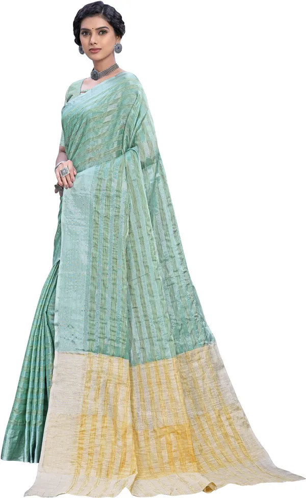 Light_Blue_Georgette_Woven_Stripe_Zari_Saree_For_Women_|_With_Blouse_Piece