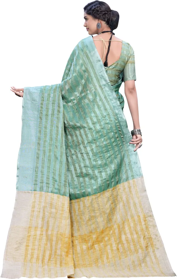 Light_Blue_Georgette_Woven_Stripe_Zari_Saree_For_Women_|_With_Blouse_Piece