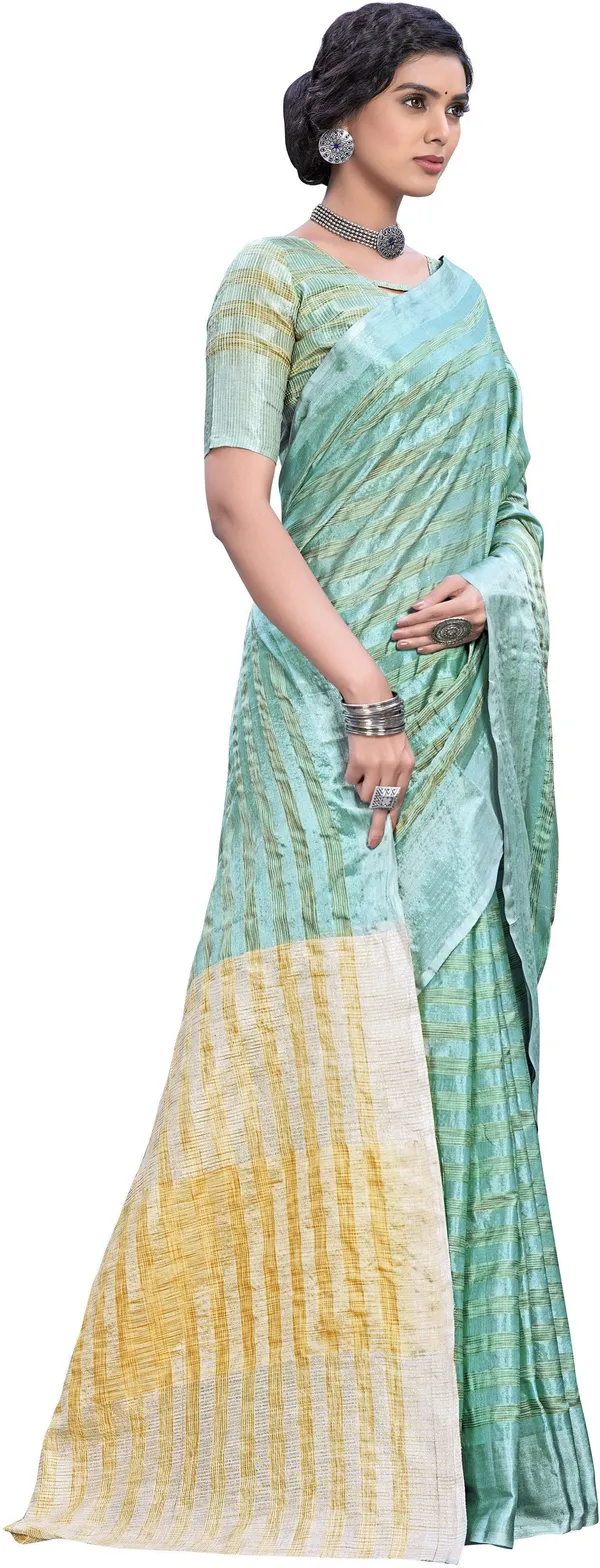 Light_Blue_Georgette_Woven_Stripe_Zari_Saree_For_Women_|_With_Blouse_Piece