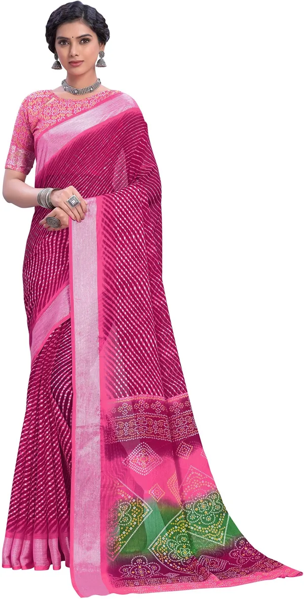 Pink_Georgette_Printed_Leheria_Saree_For_Women_|_With_Blouse_Piece
