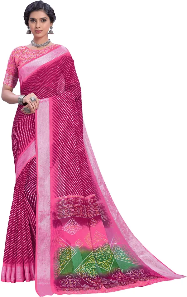 Pink_Georgette_Printed_Leheria_Saree_For_Women_|_With_Blouse_Piece