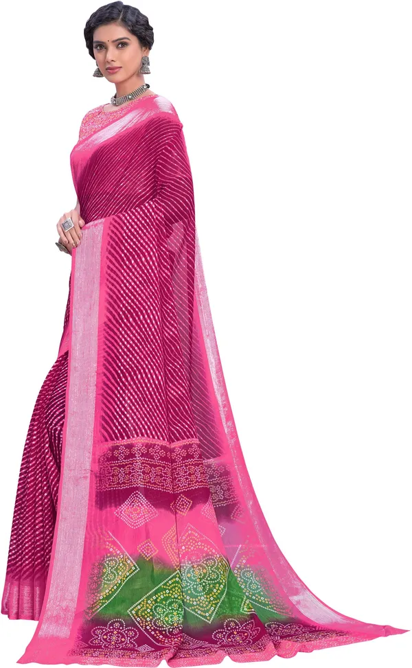 Pink_Georgette_Printed_Leheria_Saree_For_Women_|_With_Blouse_Piece