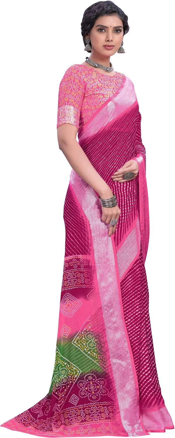 Pink_Georgette_Printed_Leheria_Saree_For_Women_|_With_Blouse_Piece