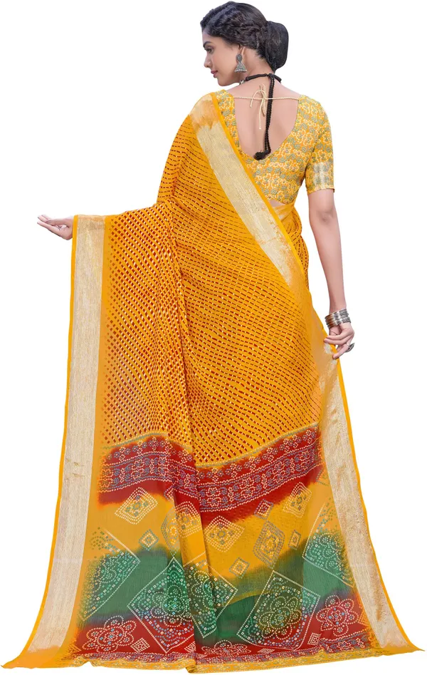 Yellow_Georgette_Printed_Leheriya_Saree_For_Women_|_With_Blouse_Piece