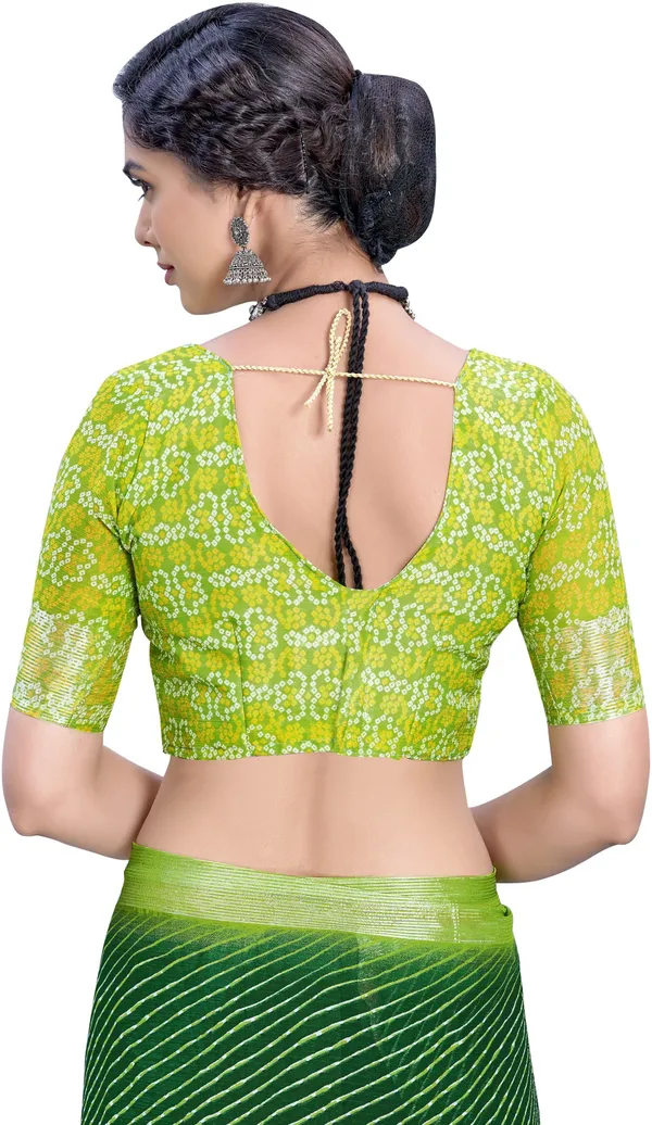 Green_Georgette_Printed_Leheriya_Saree_For_Women_|_With_Blouse_Piece