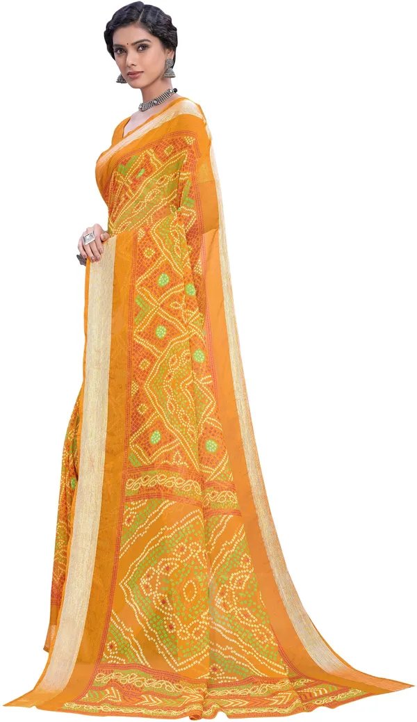 Yellow_Bandhani_Viscose_Rayon_Printed_Saree_For_Women_|_With_Blouse_Piece