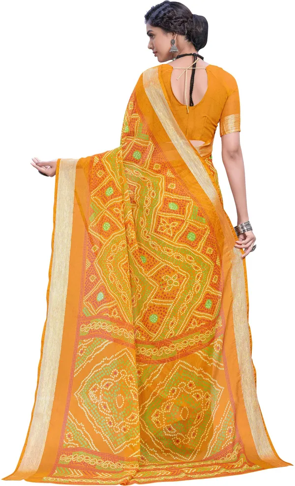 Yellow_Bandhani_Viscose_Rayon_Printed_Saree_For_Women_|_With_Blouse_Piece