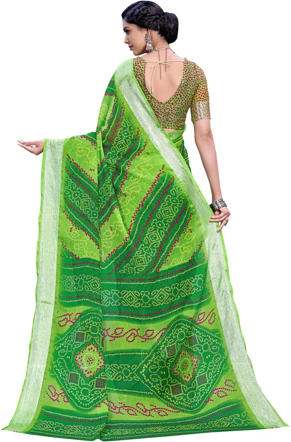 Green_Bandhani_Viscose_Rayon_Printed_Saree_For_Women_|_With_Blouse_Piece
