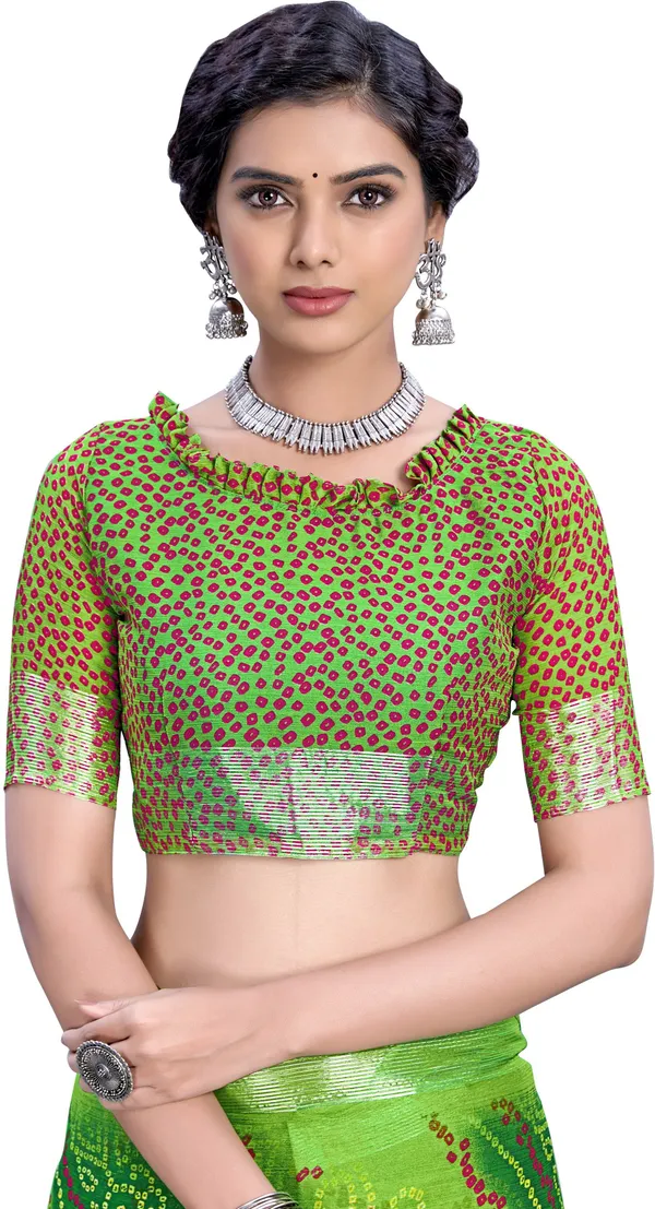 Green_Bandhani_Viscose_Rayon_Printed_Saree_For_Women_|_With_Blouse_Piece