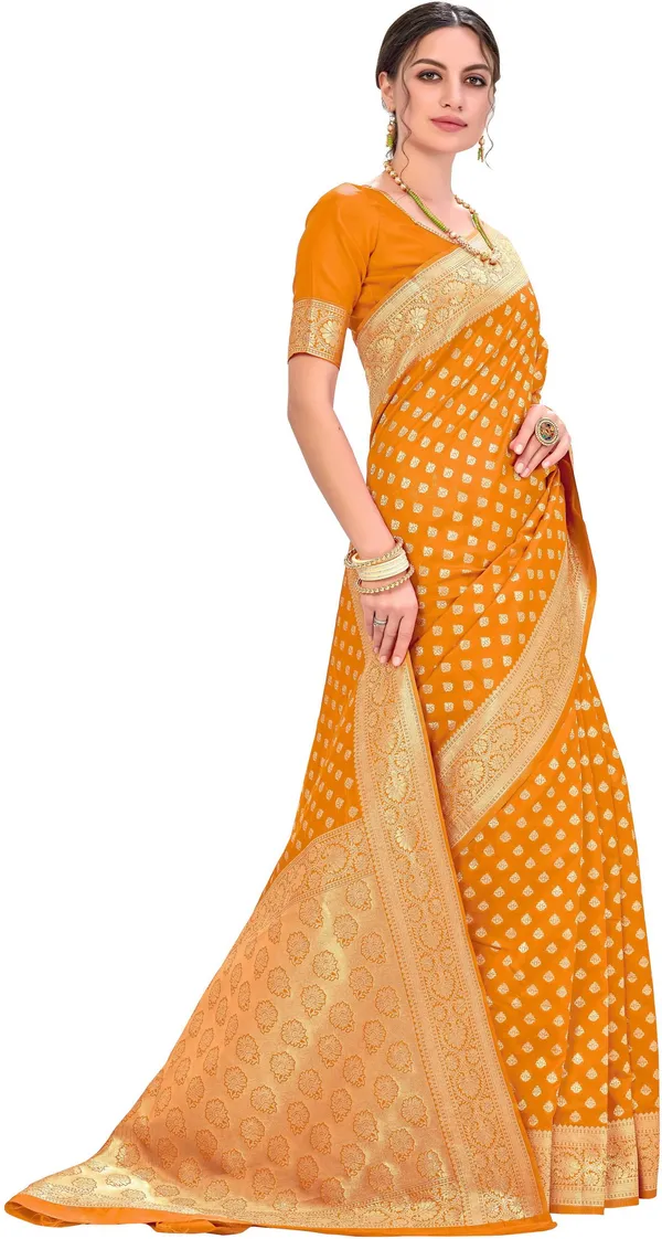 Mustard_Kanjivaram_Silk_Blend_Jacquard_Woven_Saree_For_Women_|_With_Blouse_Piece