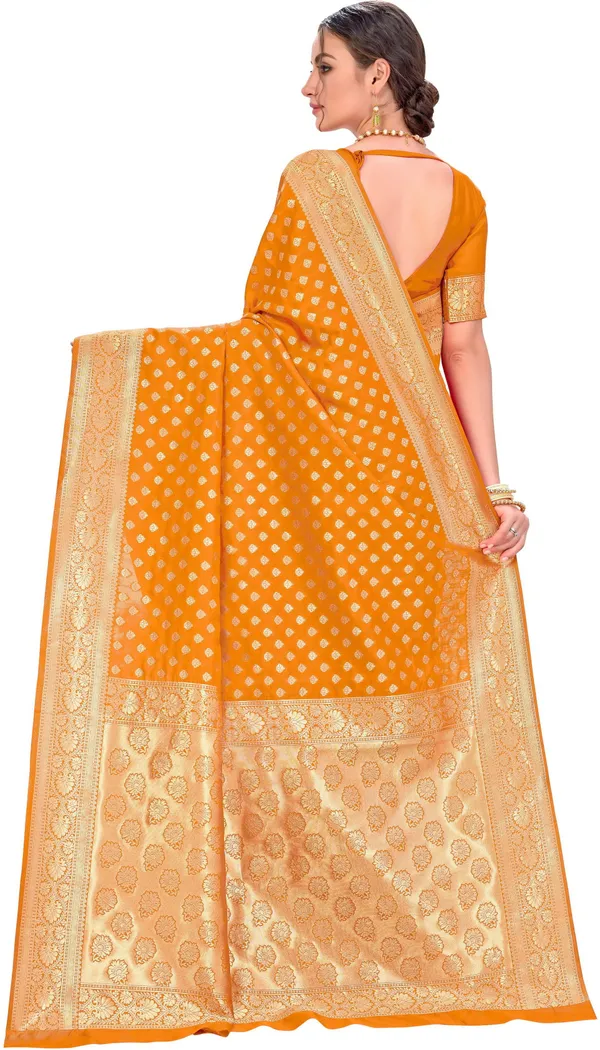 Mustard_Kanjivaram_Silk_Blend_Jacquard_Woven_Saree_For_Women_|_With_Blouse_Piece