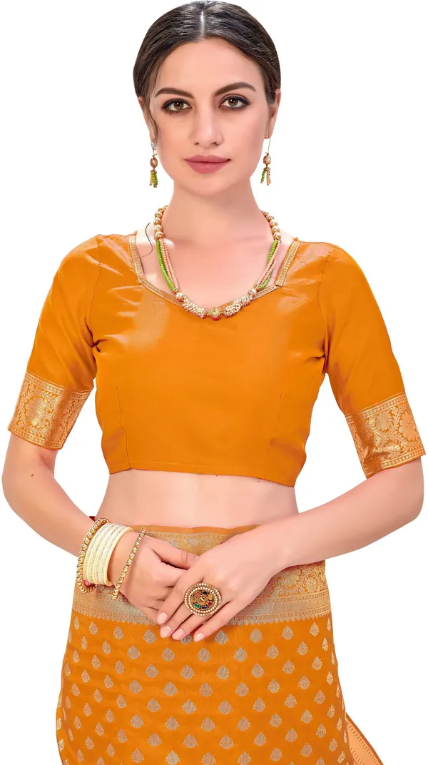 Mustard_Kanjivaram_Silk_Blend_Jacquard_Woven_Saree_For_Women_|_With_Blouse_Piece