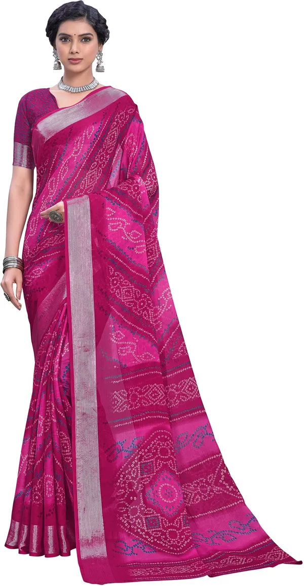 Pink_Bandhani_Viscose_Rayon_Chiffon_Printed_Saree_For_Women_|_With_Blouse_Piece