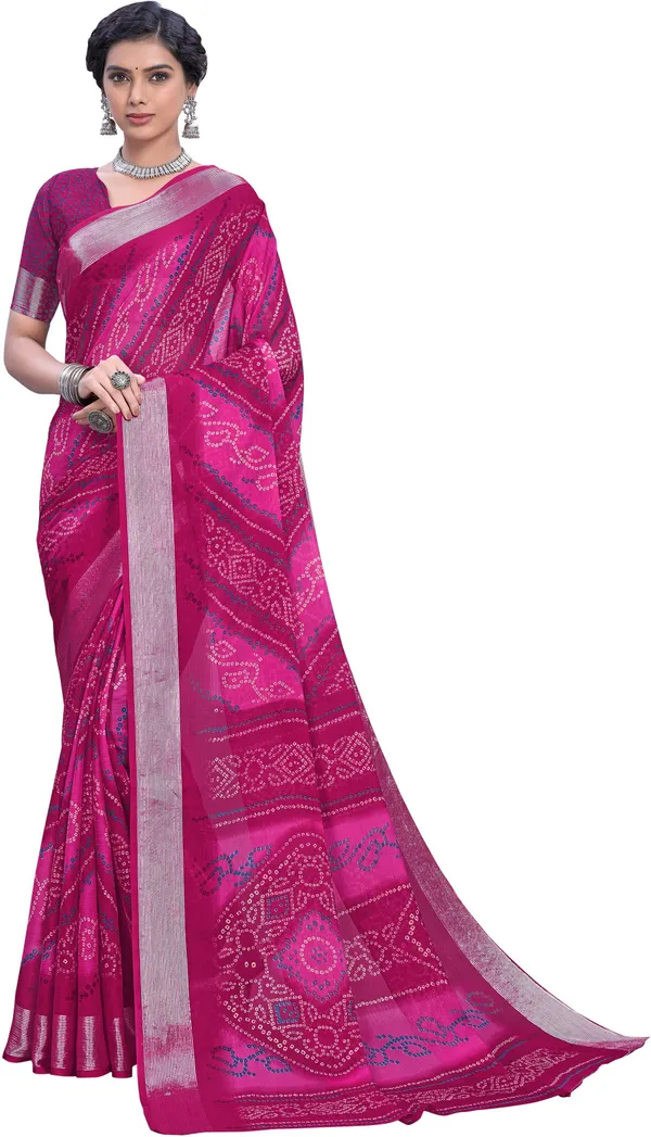 Pink_Bandhani_Viscose_Rayon_Chiffon_Printed_Saree_For_Women_|_With_Blouse_Piece