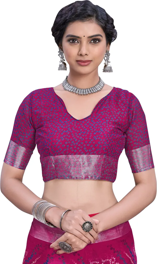 Pink_Bandhani_Viscose_Rayon_Chiffon_Printed_Saree_For_Women_|_With_Blouse_Piece