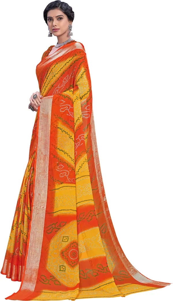 Orange_Bandhani_Viscose_Rayon_Printed_Saree_For_Women_|_With_Blouse_Piece