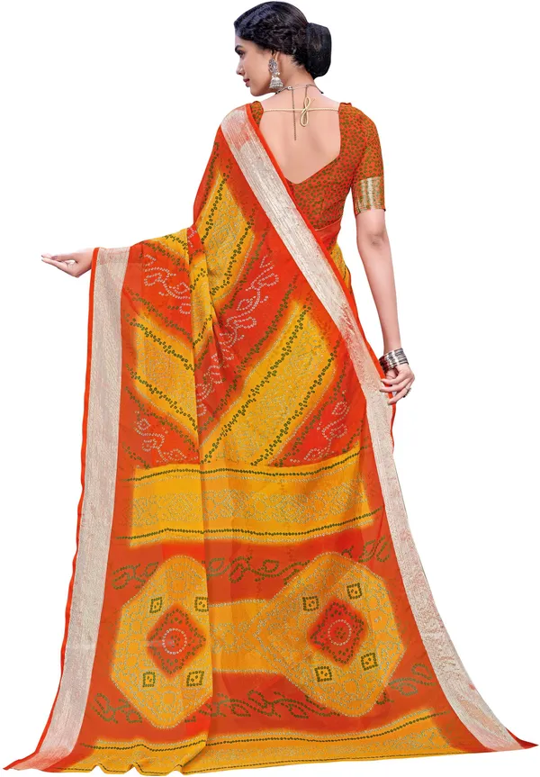 Orange_Bandhani_Viscose_Rayon_Printed_Saree_For_Women_|_With_Blouse_Piece