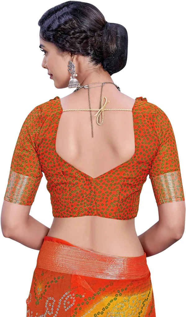 Orange_Bandhani_Viscose_Rayon_Printed_Saree_For_Women_|_With_Blouse_Piece