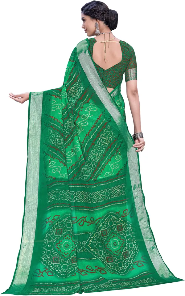 Green_Bandhani_Viscose_Rayon_Printed_Saree_For_Women_|_With_Blouse_Piece