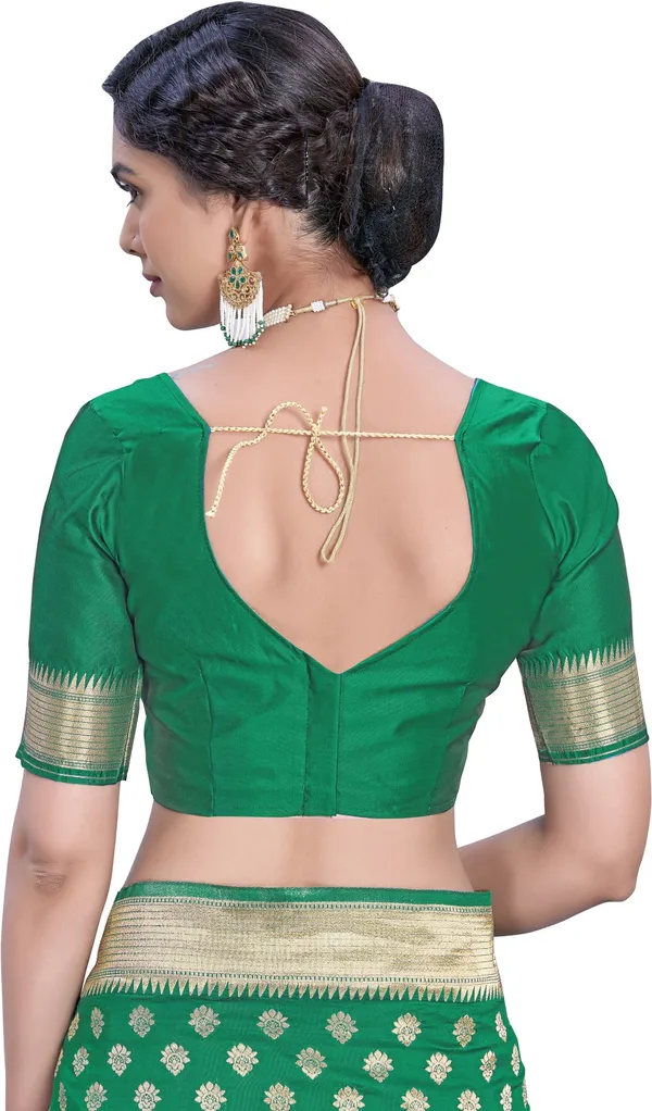 Green_Banarasi_Silk_Blend_Jacquard_Woven_Saree_For_Women_|_With_Blouse_Piece