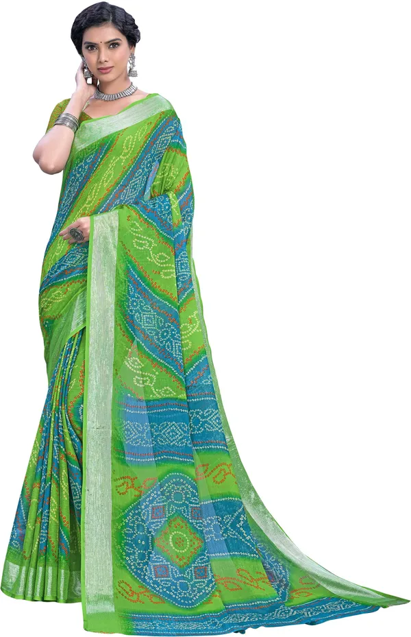 Light_Green_Bandhani_Viscose_Rayon_Printed_Saree_For_Women_|_With_Blouse_Piece